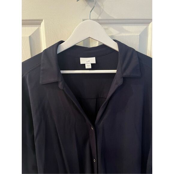 J. Jill Deep Navy Heavy Knit Tab Sleeve Button Down Tunic Top sz L NWOT - Picture 2 of 7